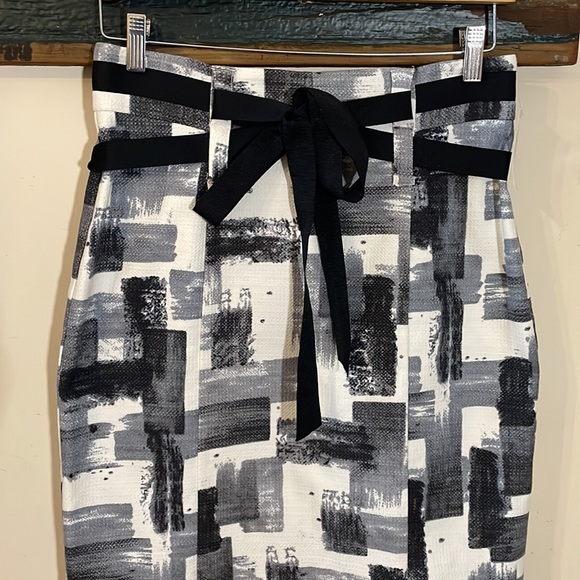 Grace Elements Grey Black and White Abstract Print Skirt Size 8 - Picture 3 of 14